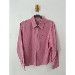 Vintage Faconnable Preppy Stripped‎ Button Down Shirt 100% Cotton Pink White XL